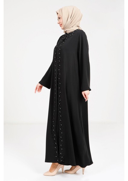 Inci Detaylı Siyah Abaya 9268 fırsatları