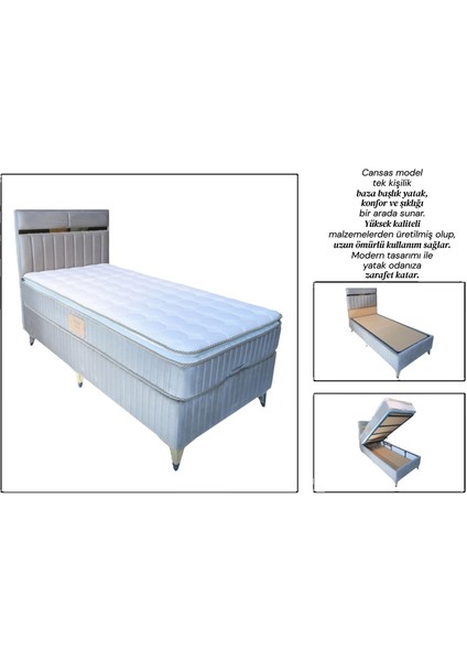 Miraç Uyku Dünyası & Cansas Model Ful Ortopedik Pedli Yatak Baza Başlık Seti