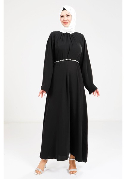 Taş Kemer Detaylı Siyah Elbise 9271 fırsatları
