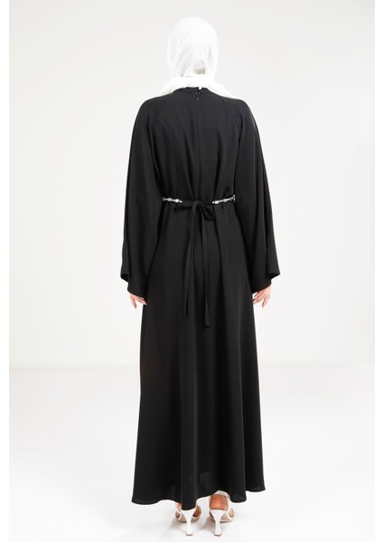 Taş Kemer Detaylı Siyah Elbise 9271 indirimleri