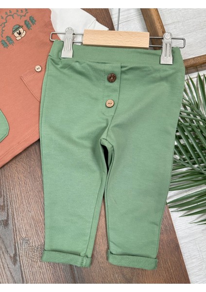 Babybiscoi Ayıcık Nakışlı Polo Yaka Cep Detaylı 2'li Erkek Bebek Takım fiyatları