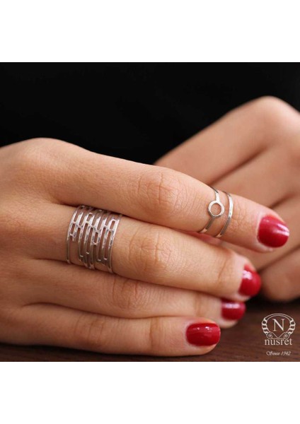 925 Ayar Gümüş Yuvarlak Yüzük, Beyaz