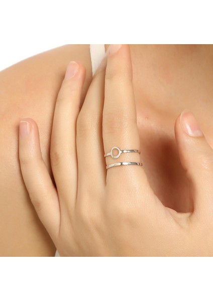 925 Ayar Gümüş Yuvarlak Yüzük, Beyaz