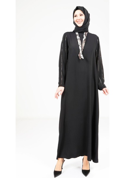 Fularlı Siyah Elbise 9295 fırsatları