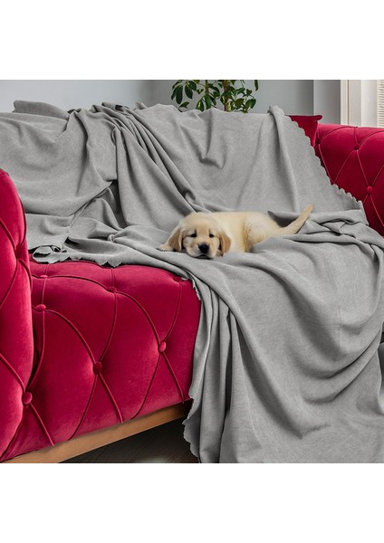 Kaymaz Koltuk Örtüsü Çift Taraflı Mikrofiber Şönil 175x215 cm Kurşun – Kedi Köpek ve Çocuk Dostu
