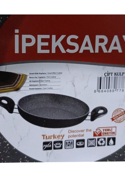 3lü Set Granit Sahan Seti 18-20-22 Yanmaz Yapışmaz Çift Kulp Tava Yaşamboyu Garanti 5 Kat Alüminyum