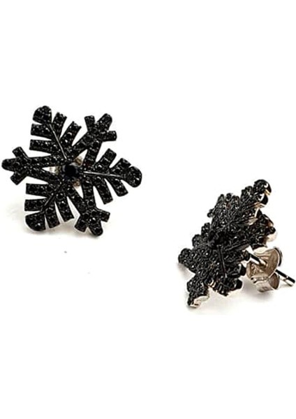 Oniks taşlı 925 ayar gümüş kar tanesi küpe modelleri