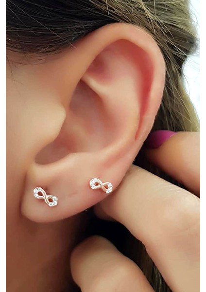 Sonsuzluk Figürlü Gümüş Minimal Bayan Küpe fiyatları