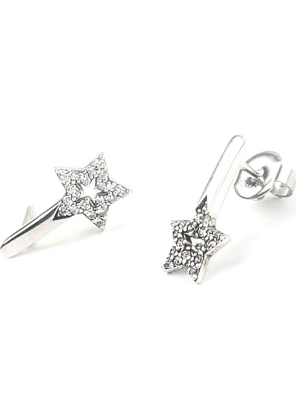 Yıldızlı zirkon taşlı gümüş küpe