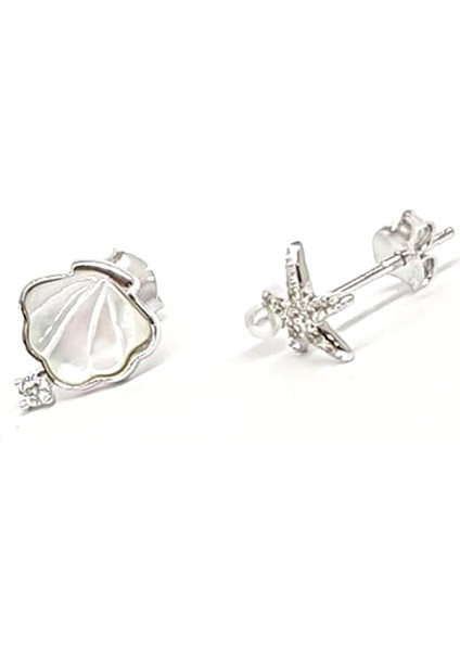 Sedefli ve incili Gümüş deniz yıldızı ve deniz kabuğu bayan Küpe fiyatları