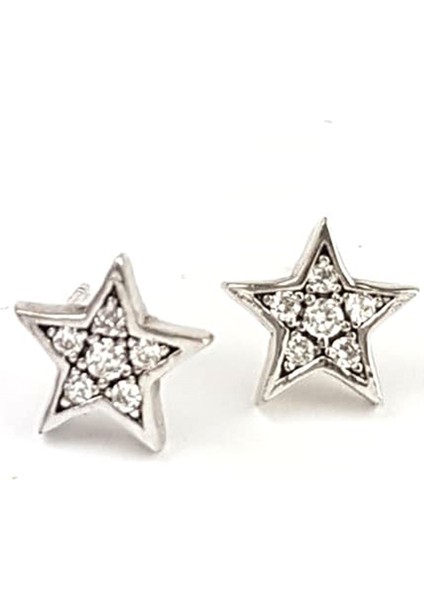 Yıldız Figürlü zirkon taşlı minimal gümüş küpe fiyatları