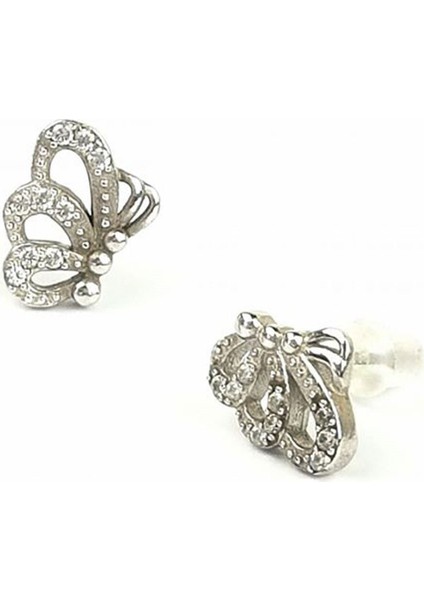 Kelebek Figürlü zirkon taşlı gümüş küpe