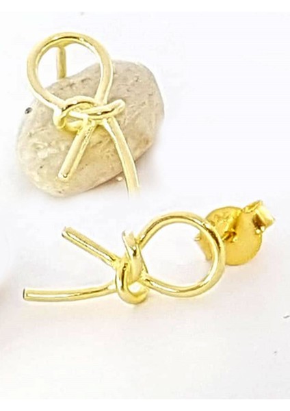 Düğümlü Minimal Gümüş Bayan Küpe