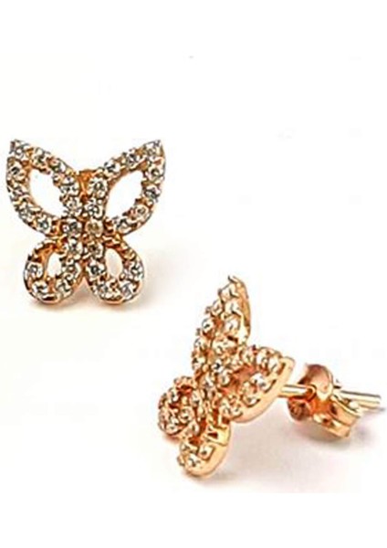 Zirkon taşlı kelebek figürlü gümüş küpe