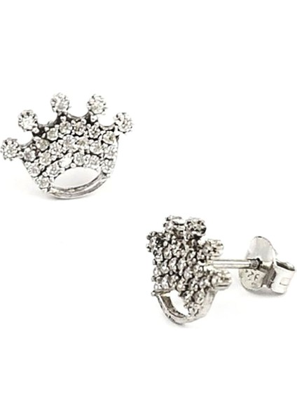 Taç Figürlü zirkon taşlı gümüş küpe