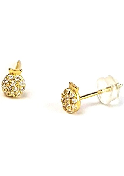 Nar figürlü gümüş üzerine altın kaplama minimal gümüş küpe