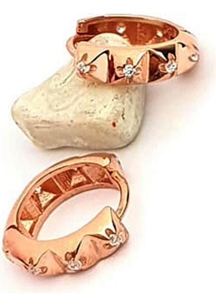 Zirkon taş detaylı rose gümüş küpe fiyatları