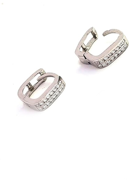 çift sıra zirkon taşlı 925 ayar gümüş minimal halka cift küpe 1cm fiyatları