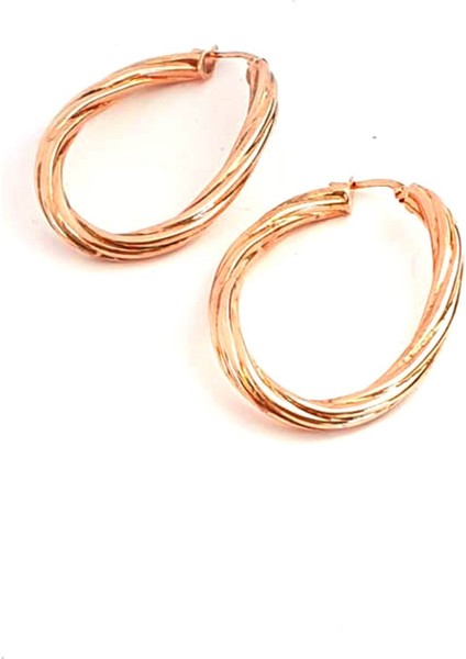 925 Ayar Gümüş Rose Burgu Oval Halka Küpe fiyatları
