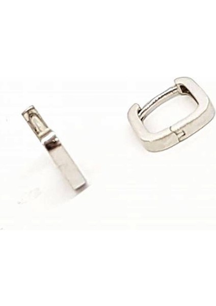 İtalyan tasarımı kare gümüş halka küpe