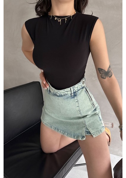 Sırt Dekolteli Detaylı Buzzy Kolsuz Bluz Body (Badi,bady)