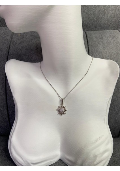 Kolye Güneş Simge Kolye Uçlu Xupıng Kalite Silver Renk