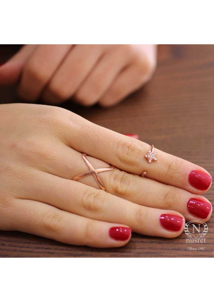 925 Ayar Gümüş Minik Yıldız Taşlı Yüzük, Pembe