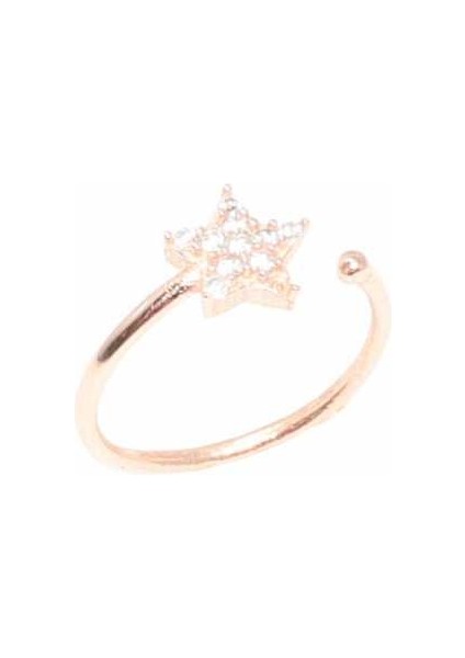 925 Ayar Gümüş Minik Yıldız Taşlı Yüzük, Pembe modelleri