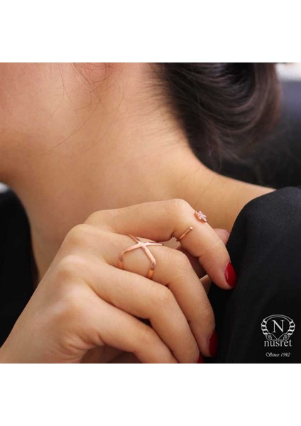 925 Ayar Gümüş Minik Yıldız Taşlı Yüzük, Pembe fırsatları