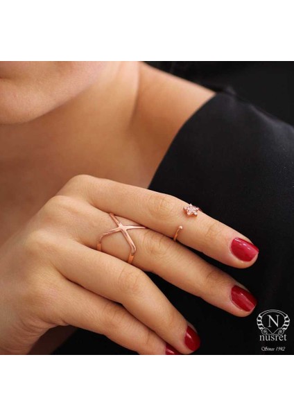 925 Ayar Gümüş Minik Yıldız Taşlı Yüzük, Pembe indirimleri