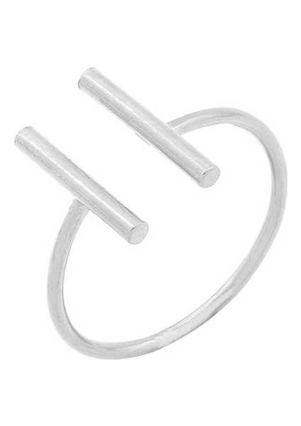 925 Ayar Gümüş Çubuk Ayarlanabilir Yüzük, Beyaz