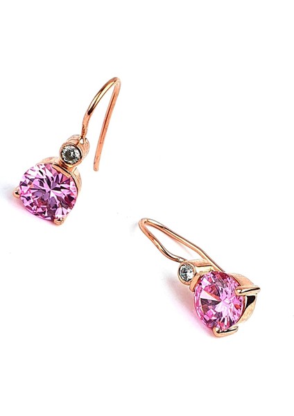 Pembe Zirkon Taşlı 925 Ayar Gümüş Rose Küpe fiyatları
