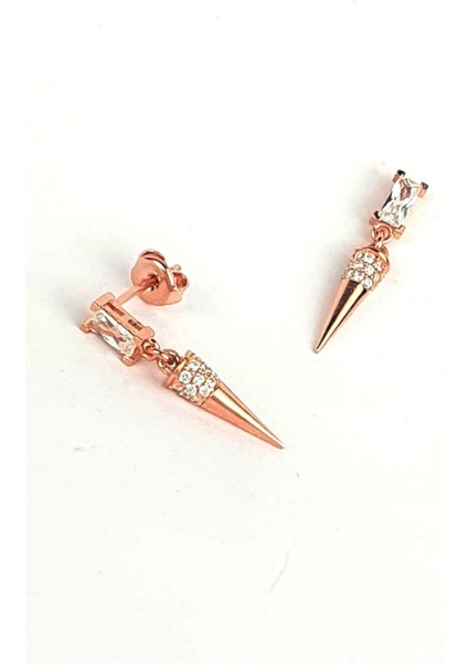 Pırlanta Işıltısında Zirkon Taşlı 925ayar Gümüş Trend Minimal küpe