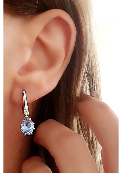 Sky Diamond Blue 925 Ayar Gümüş Küpe