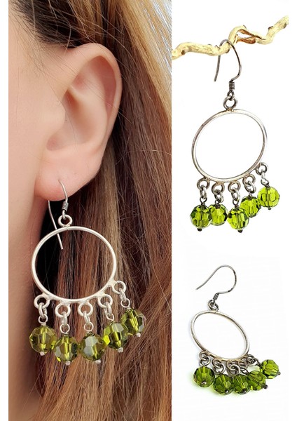 Peridot Taşlı 925 Ayar Gümüş Tasarım Küpe
