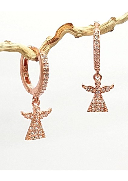 Melek Figürlü Gümüş Bayan Küpe