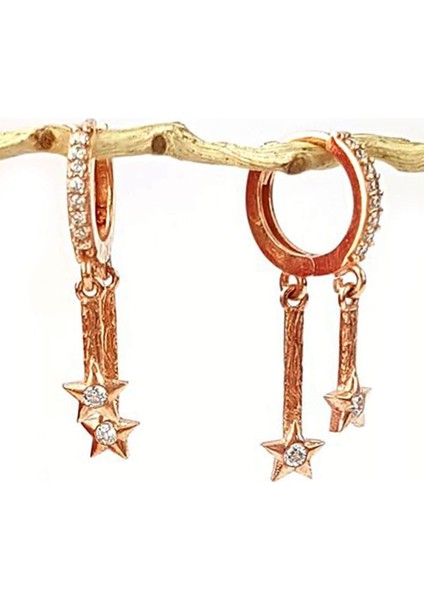 Yıldız Figürlü zirkon taşlı sallantılı gümüş küpe