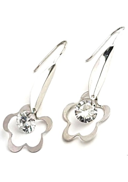 Swarovski Taşlı Çiçek Figürlü Sallantılı Gümüş Küpe fiyatları