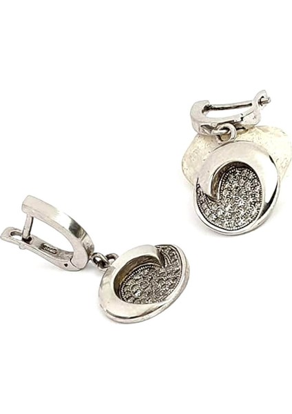 Zirkon taşlı italyan tasarımı gümüş sallantılı küpe fiyatları