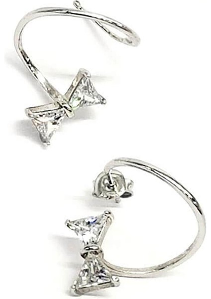 İtalyan tasarımı fiyonklu gümüş spiral küpe