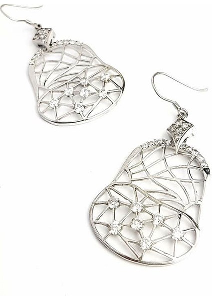 İtalyan tasarımı zirkon taşlı gümüş sallantılı küpe