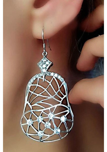 İtalyan tasarımı zirkon taşlı gümüş sallantılı küpe fiyatları