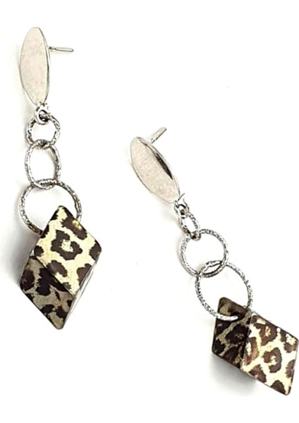 Mineli leopar desenli 925 ayar gümüş italyan lüks küpe fiyatları