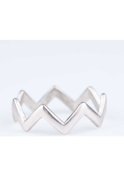 925 Ayar Gümüş Zikzak Yüzük Beyaz