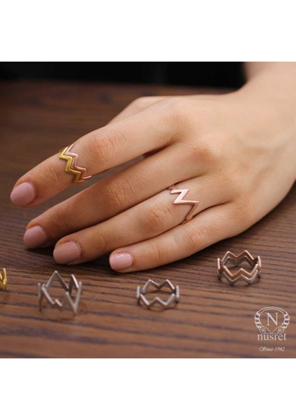 925 Ayar Gümüş Zikzak Yüzük Beyaz fiyatları