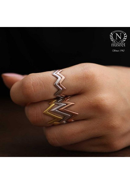 925 Ayar Gümüş Zikzak Yüzük Beyaz indirimleri