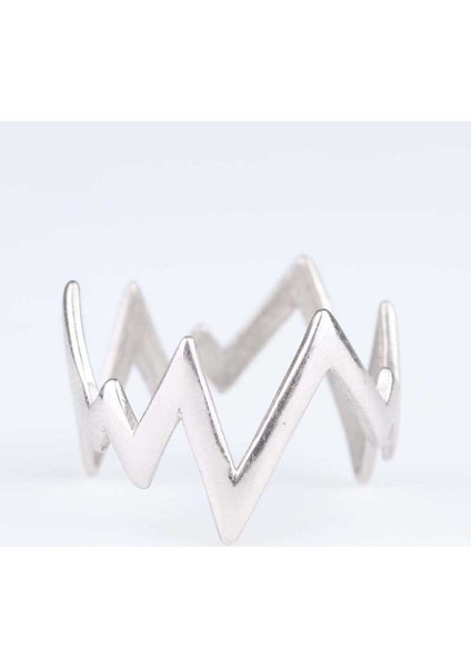 925 Ayar Gümüş Kalın Zikzak Yüzük Beyaz