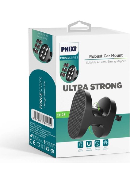 Basic CH23 6x Güçlendirilmiş Mıknatıslı Araç Içi Telefon Tutucu