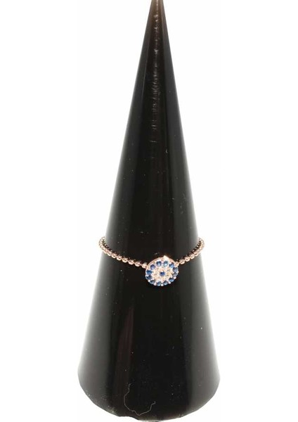 925 Ayar Gümüş Nazar Boncuklu Eklem Yüzük Pembe