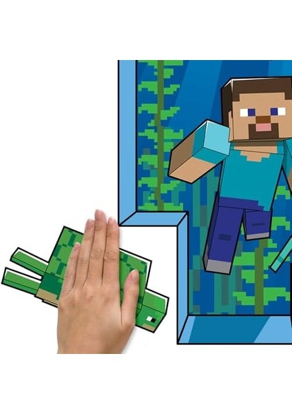 RMK5005GM Minecraft Dev Soy ve Yapıştır Duvar Çıkartması, Mavi, Pembe, Yeşil